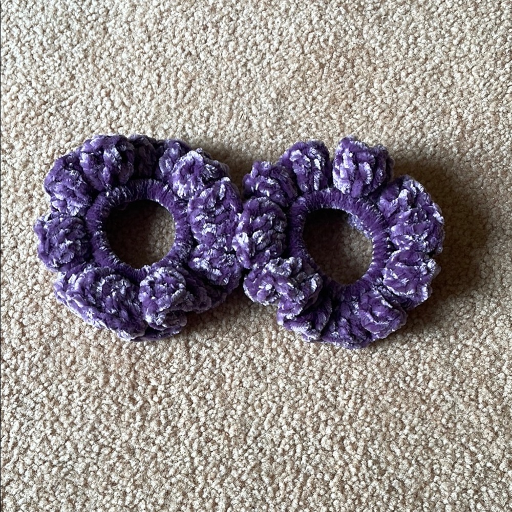Purple Velvet Scrunchies Set of 2